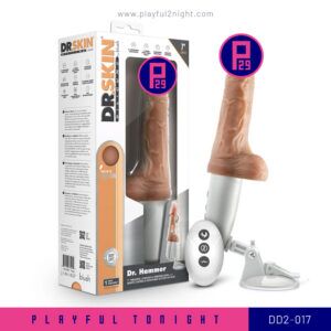 Playful2night_Blush_Dr. Skin Silicone_Dr. Hammer_7 Inch Thrusting Dildo with Handle_Beige